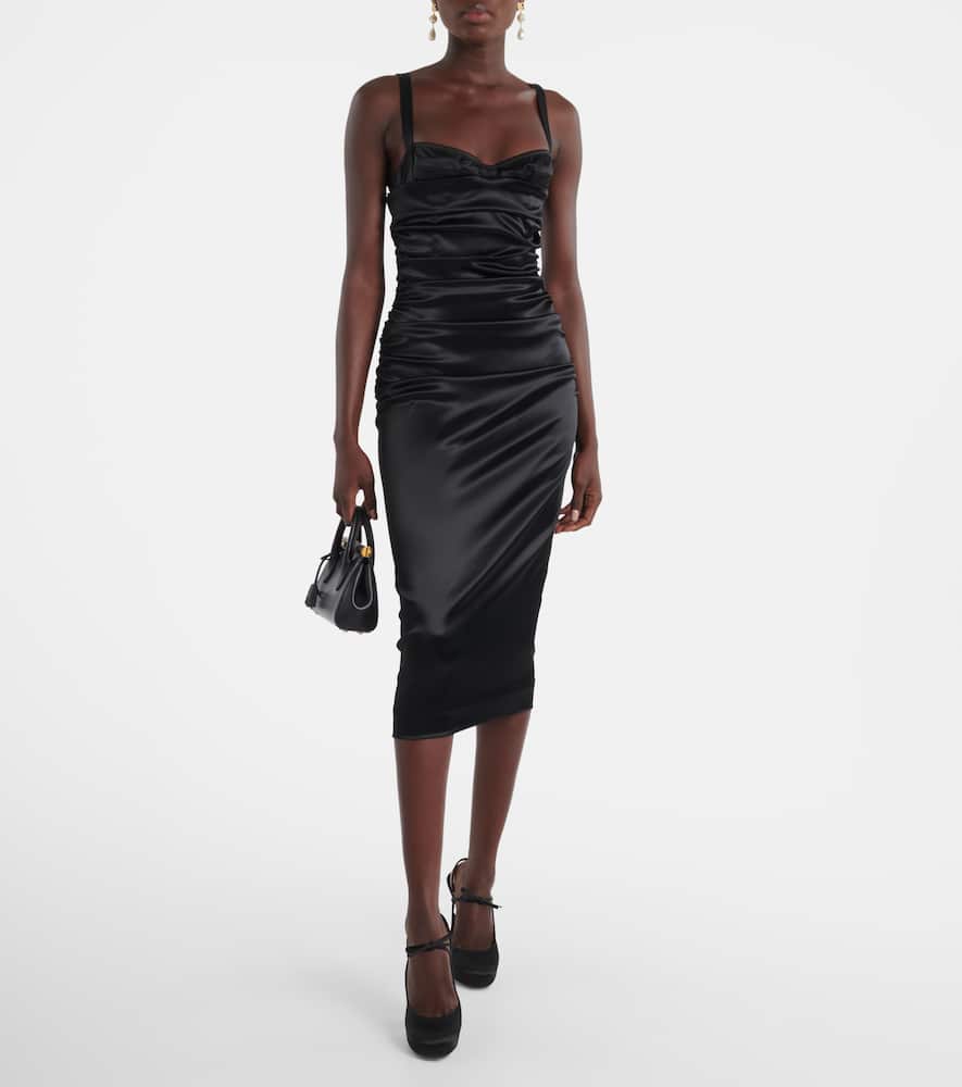 Ruched satin bustier dress
