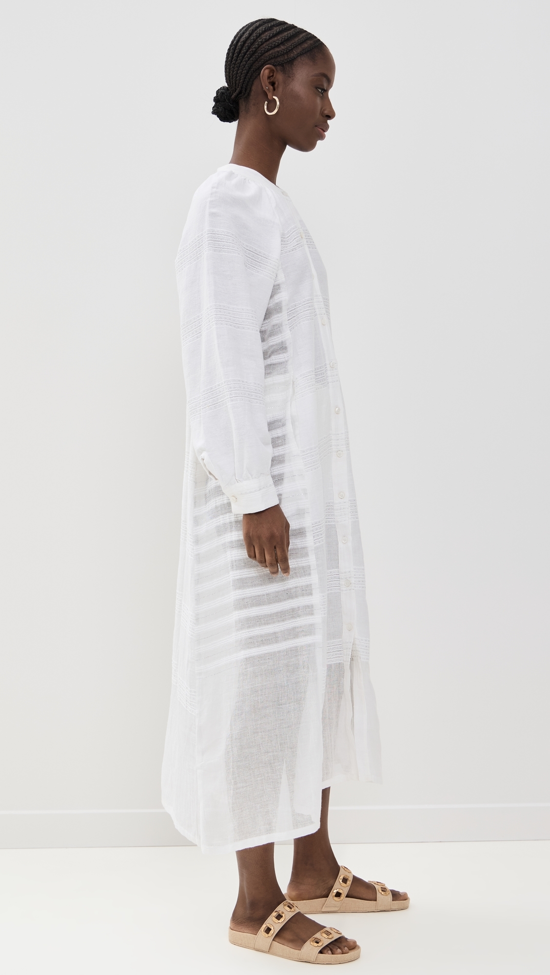 Makeda Button Up Dress Abira White