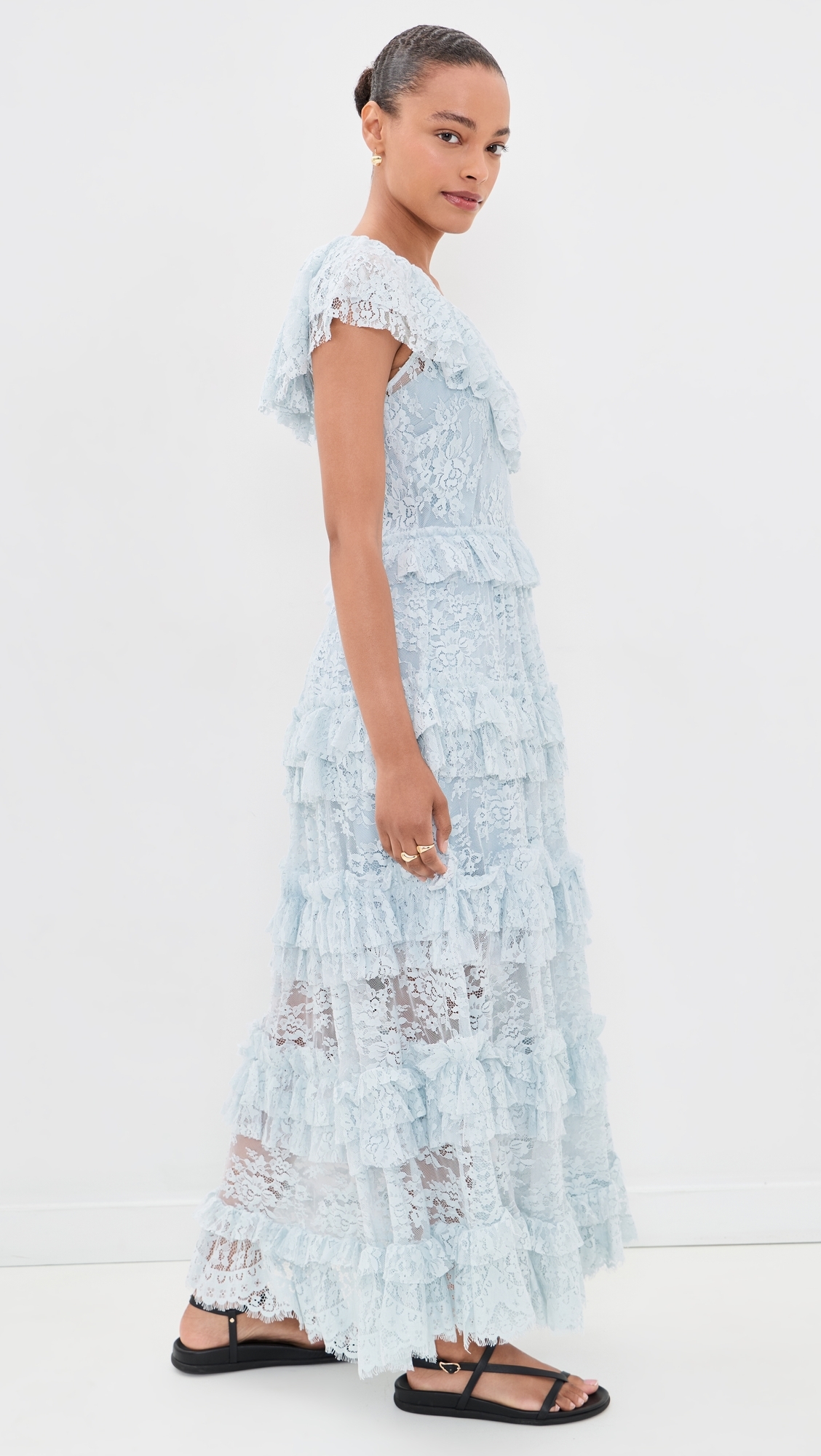 Sharleen Lace V Neck Dress Sky