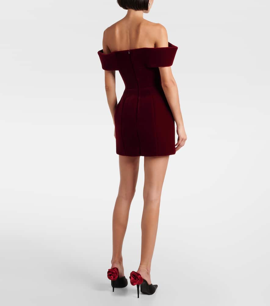 Off-shoulder velvet minidress