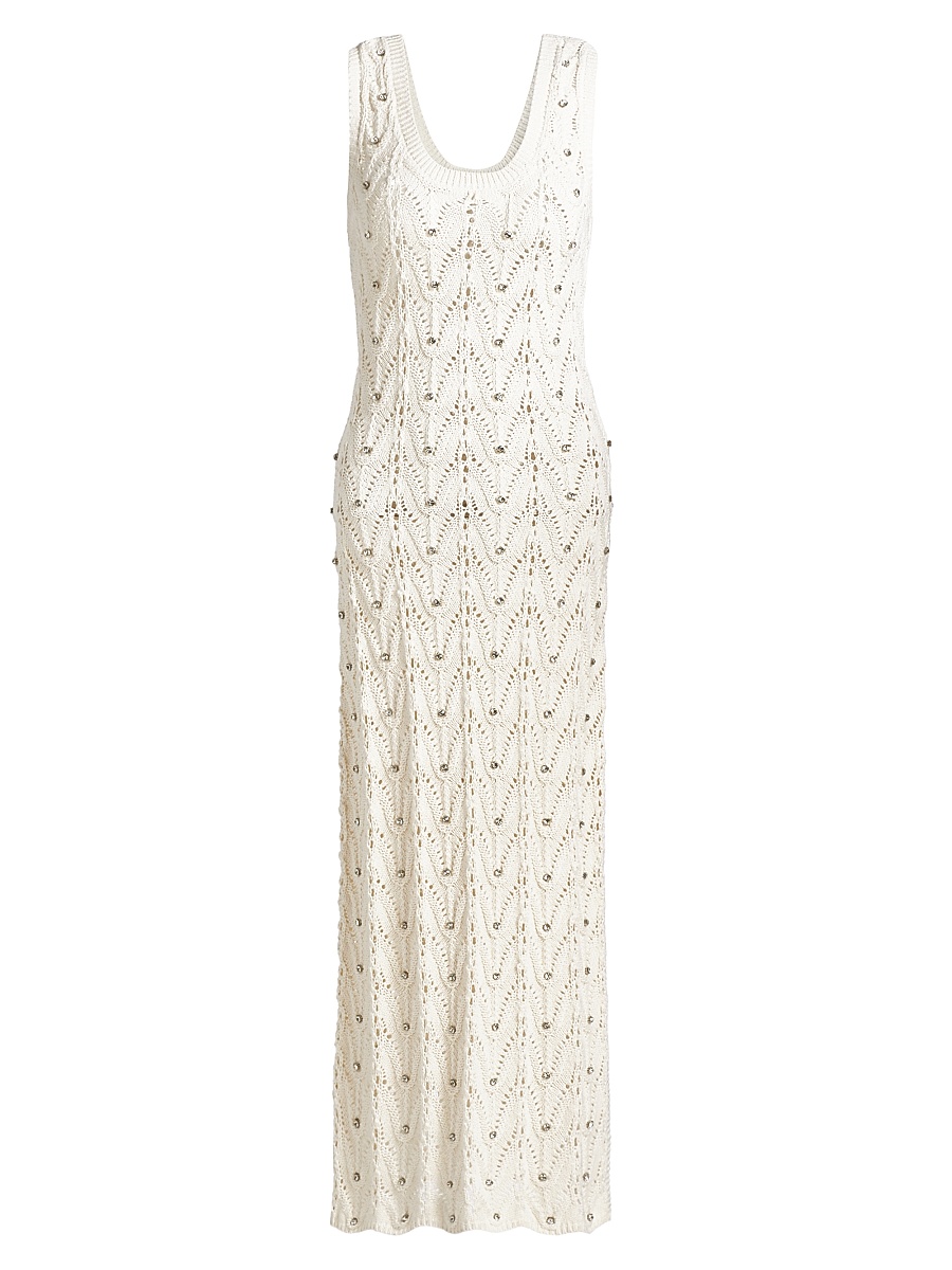 Women's Vincent Crystal Pointelle-Knit Maxi Dress - Natural