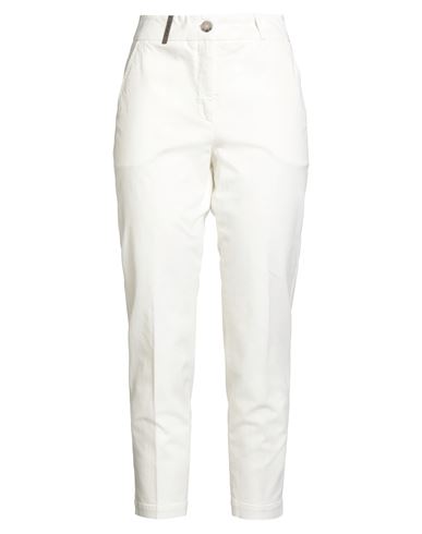Woman Pants Off white Size 6 Cotton, Elastane