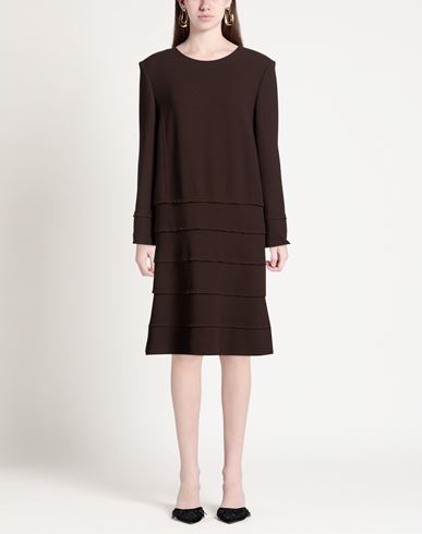 Woman Midi dress Dark brown Size 6 Wool