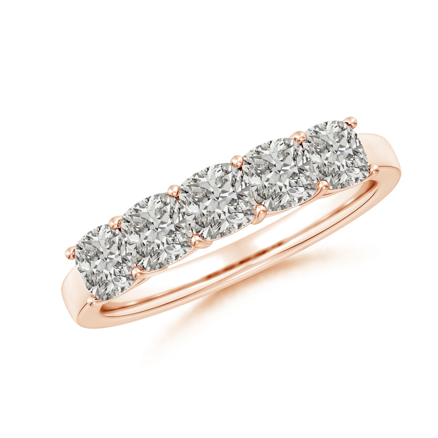 Angara 1.8 Carats Prong-Set Cushion Diamond Five Stone Wedding Ring in 18K Rose Gold