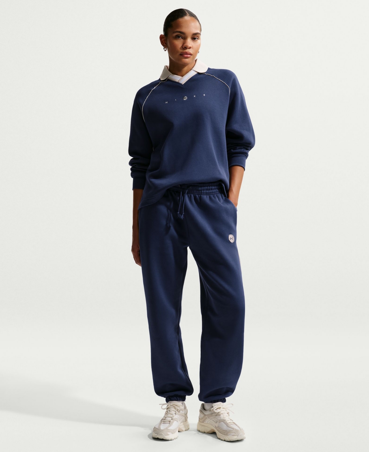 Sportswear Women's Phoenix Fleece Oversized Pants - Midnight Navy/lt Orewood Brn