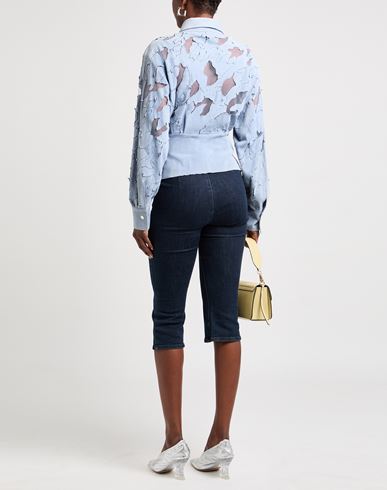 Woman Shirt Sky blue Size 12 Lambskin, Cotton, Elastane