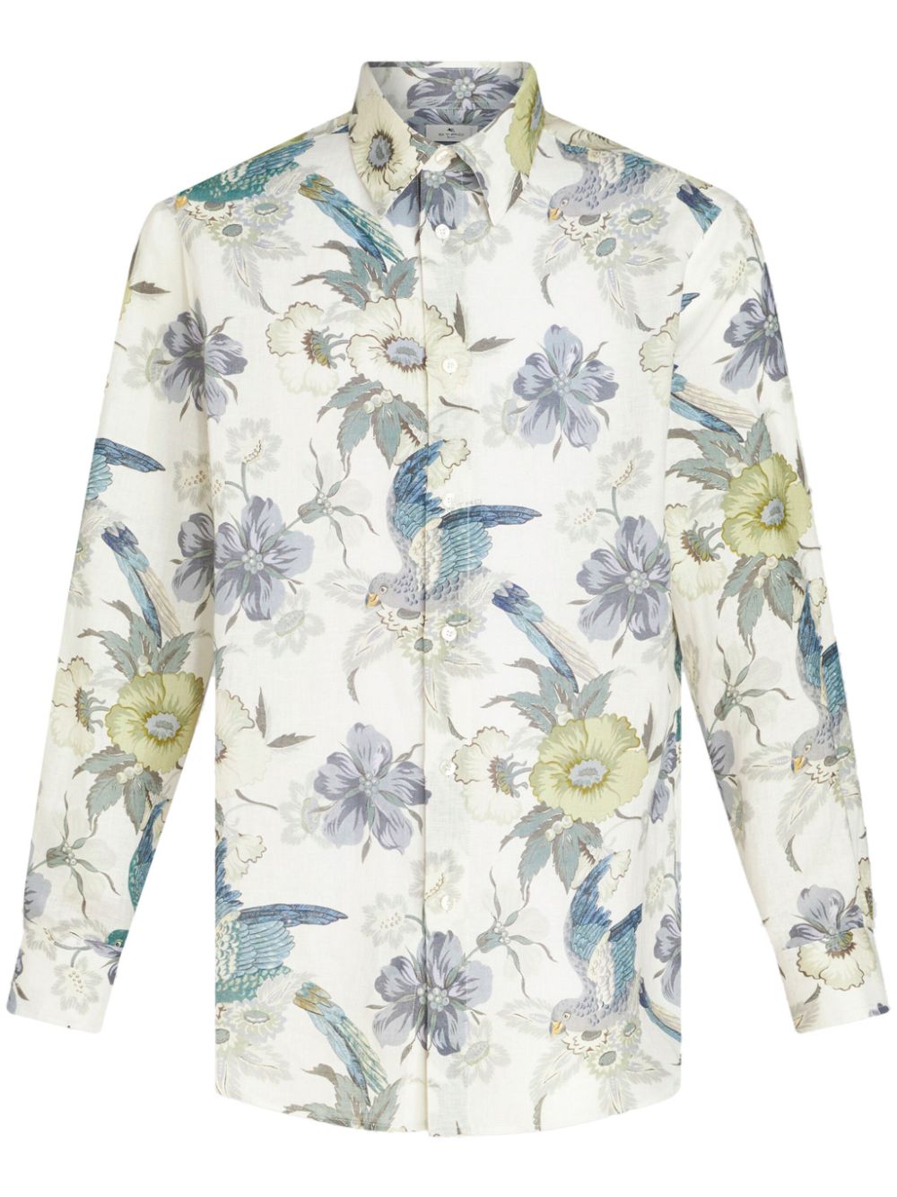 Floral-print button-up shirt - White