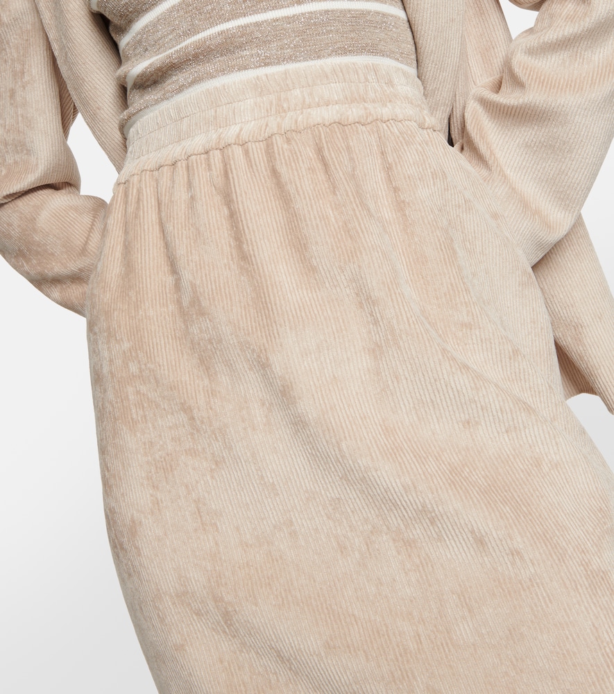 Corduroy pencil midi skirt