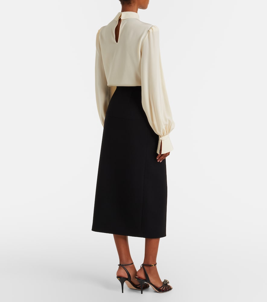 Virgin wool crêpe pencil skirt