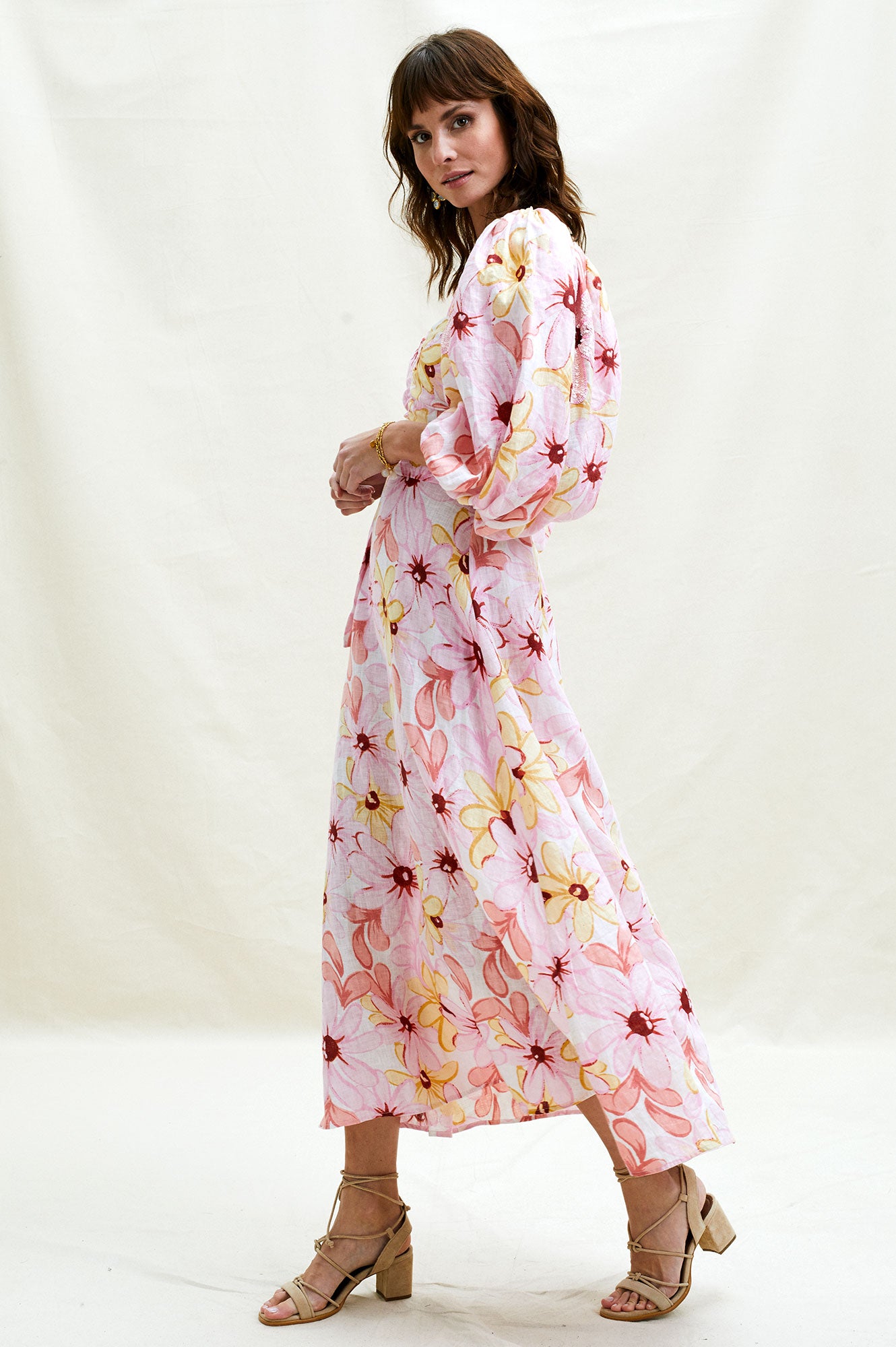 Emilia Linen Maxi Dress | Pink