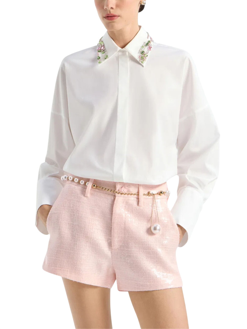 Shirt With Jewel Collar