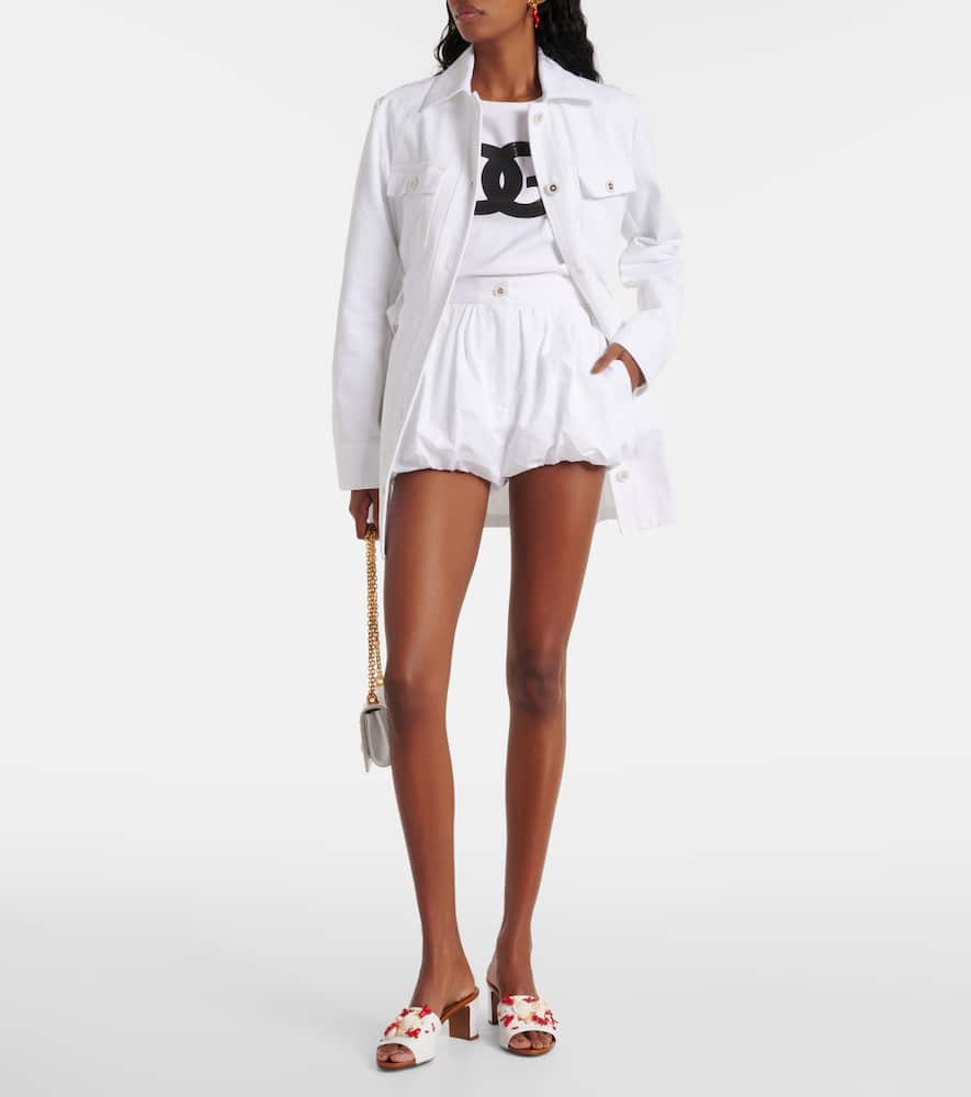 High-rise cotton poplin shorts