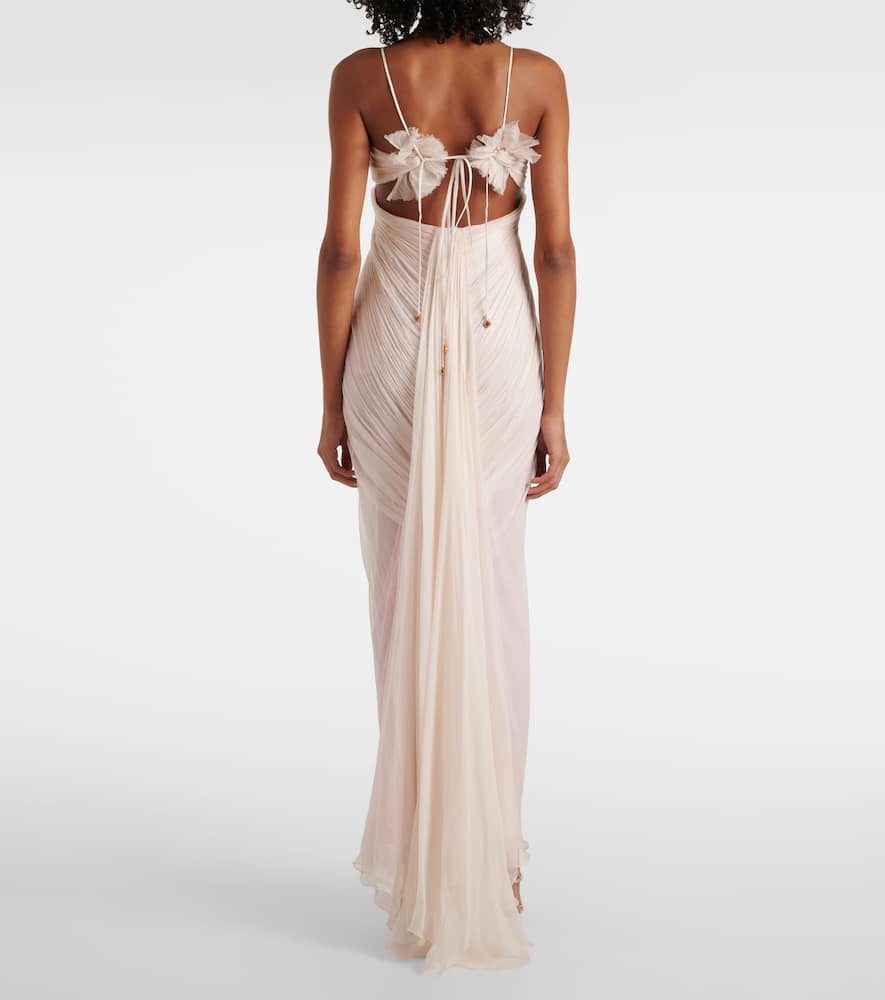 strapless open back dress Gavina Ruched Sleeve Mesh Maxi Dress, Dusty Pink – Jolie Moi Retail main image 0