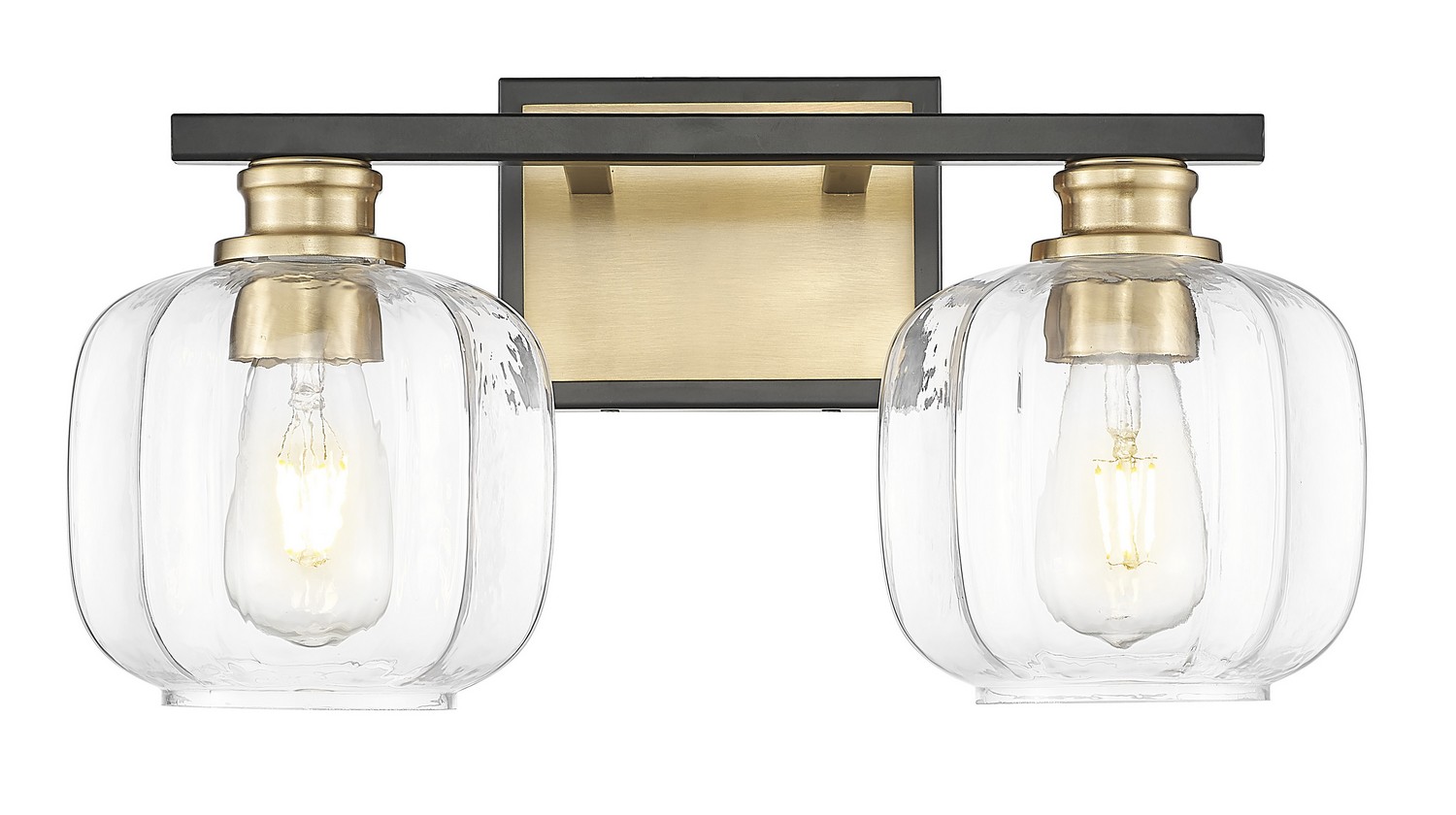 Matte Black and Brass Bathroom Vanity Light from the Oxley Collection