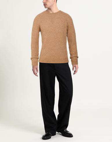 Man Sweater Camel Size M Virgin Wool, Cotton, Polyamide