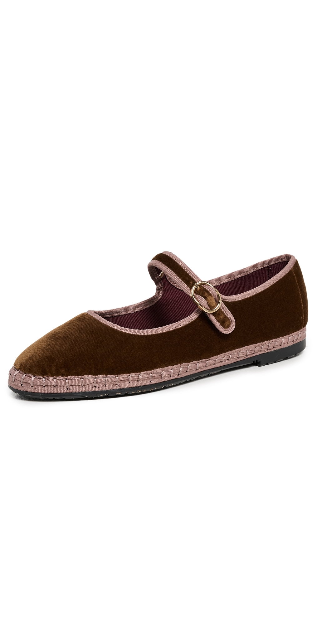 Velvet Mary Jane Flats Brown