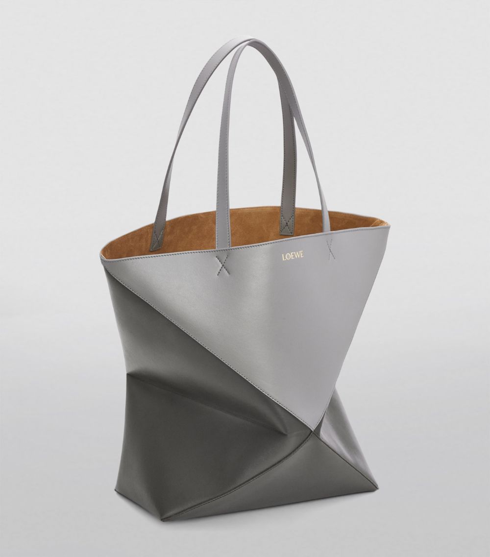 Large Leather Fold Puzzle Tote Bag