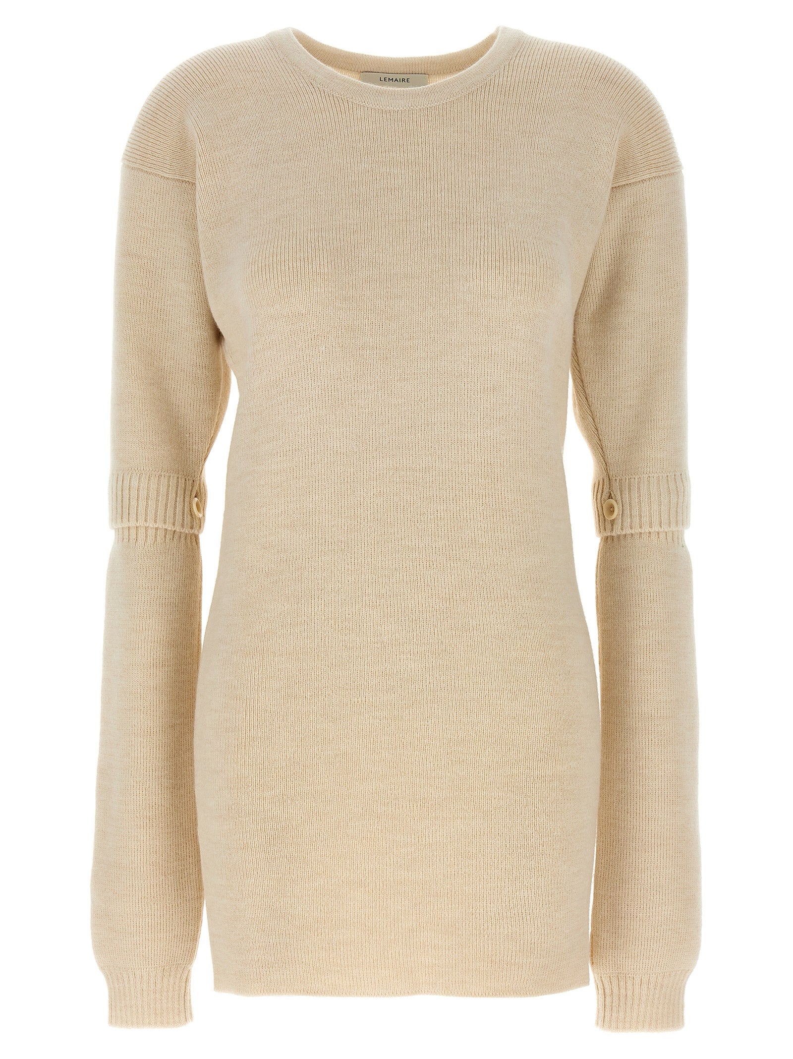 Removable-Sleeve Knit Sweater — White