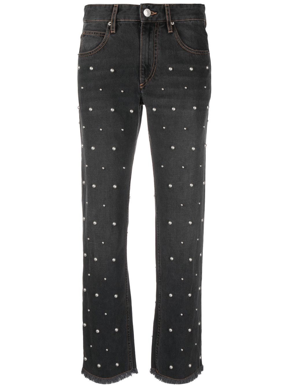 Bead-embellished straight jeans - Black