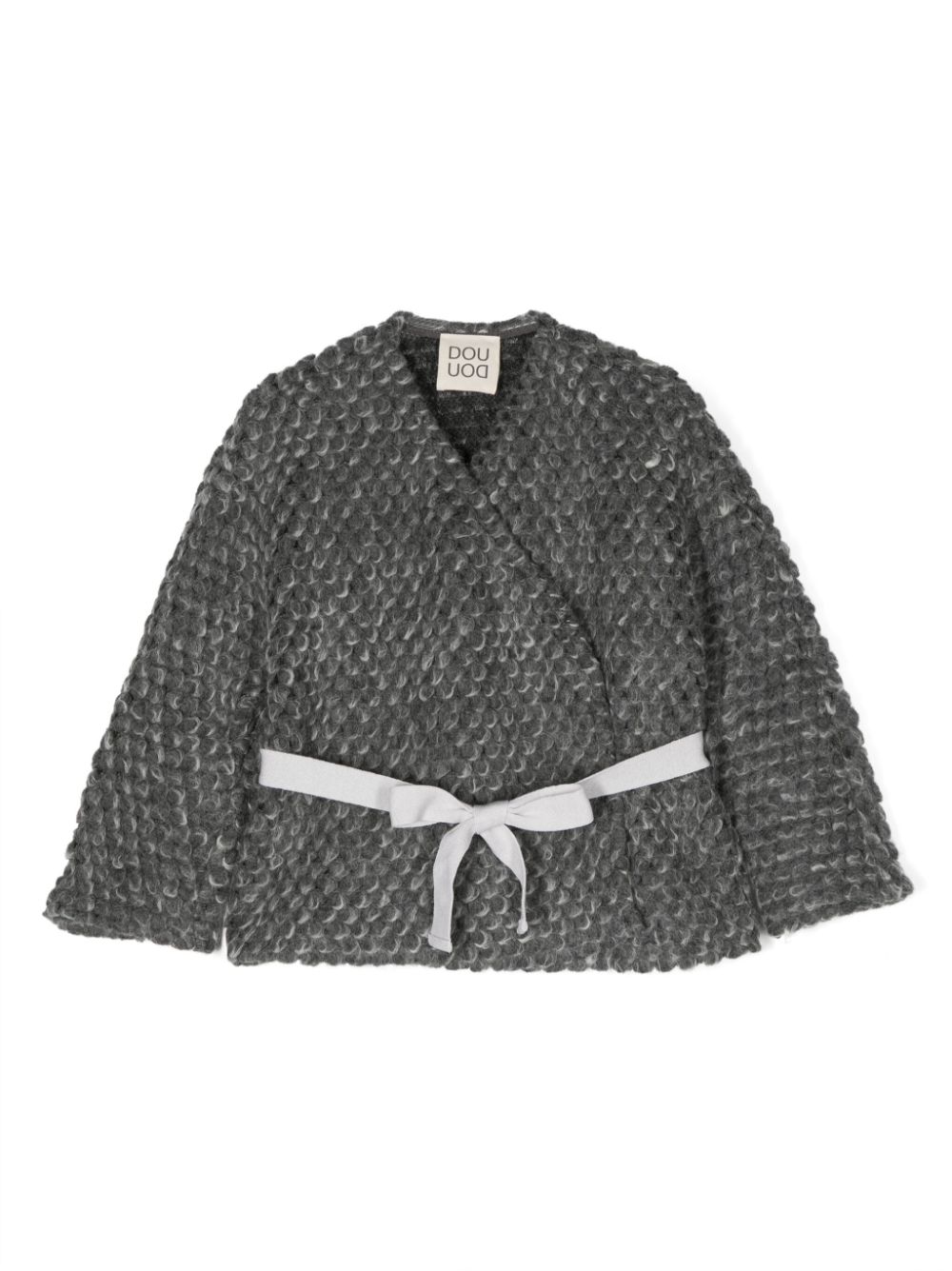 Brushed-effect belted cardigan - Grey