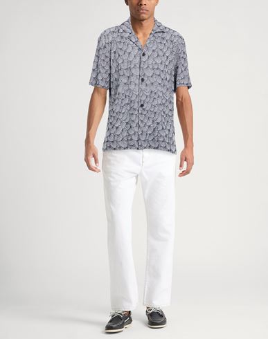 Man Shirt Midnight blue Size L Cotton, Recycled cotton