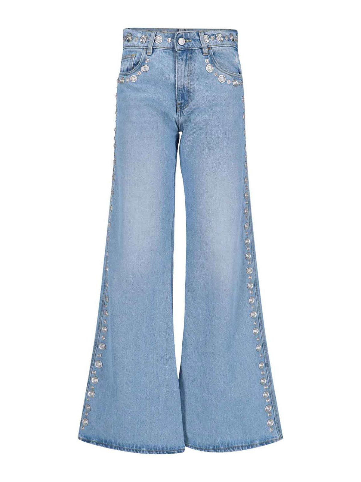 Cotton Denim Jeans With Studs