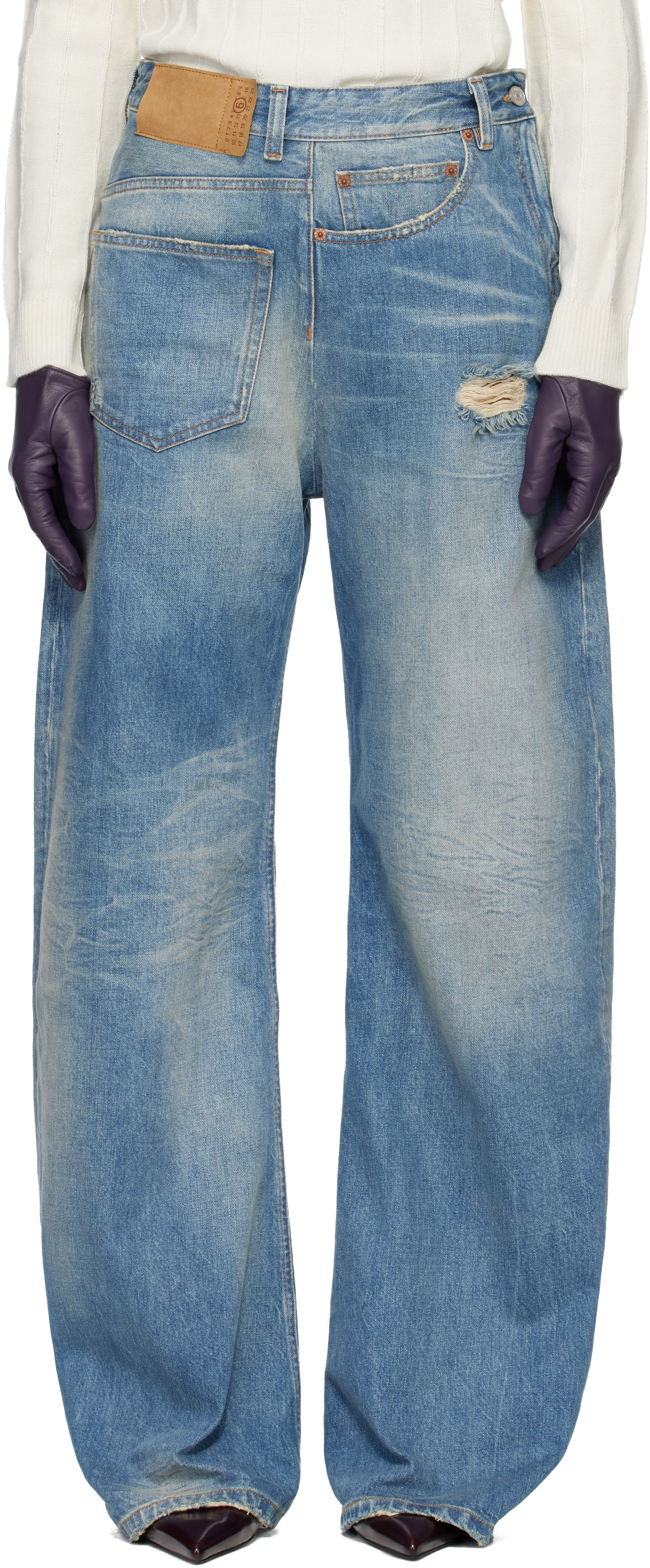 Blue Twist Wide Leg Jeans