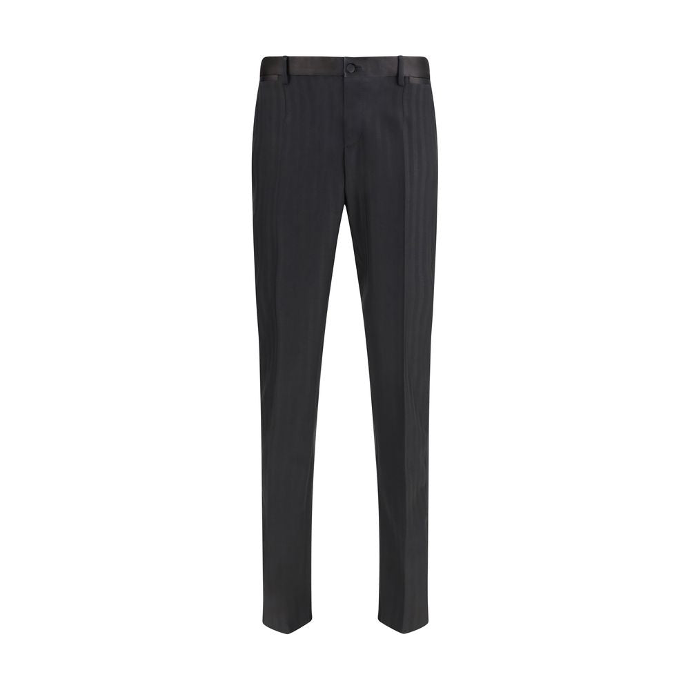 Striped Wool Trousers — Black