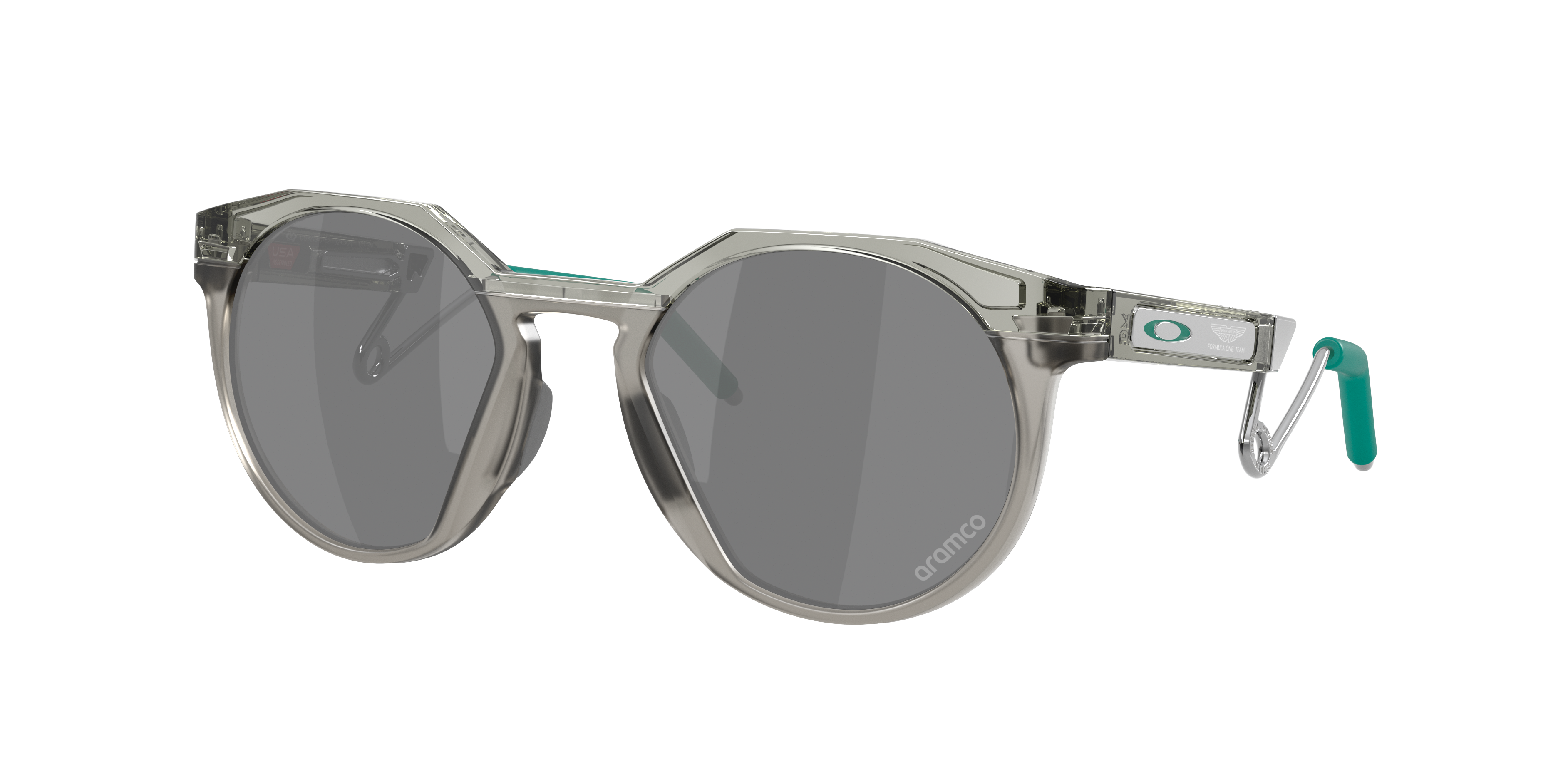 Oakley Unisex Sunglass Oakley X Aston Martin Aramco F1® Team HSTN Metal - Frame color: Grey Ink, Lens color: Prizm Black
