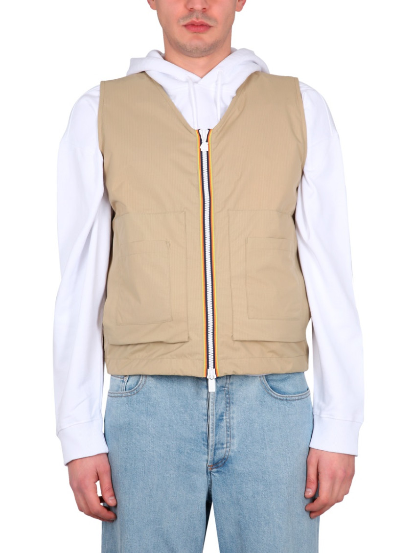 Beige V Neck Vest