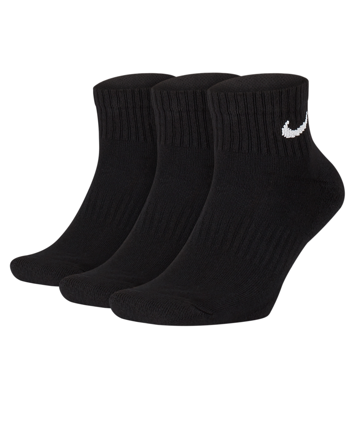 Men's 3-Pk. Quarter Ankle Socks - Black/white
