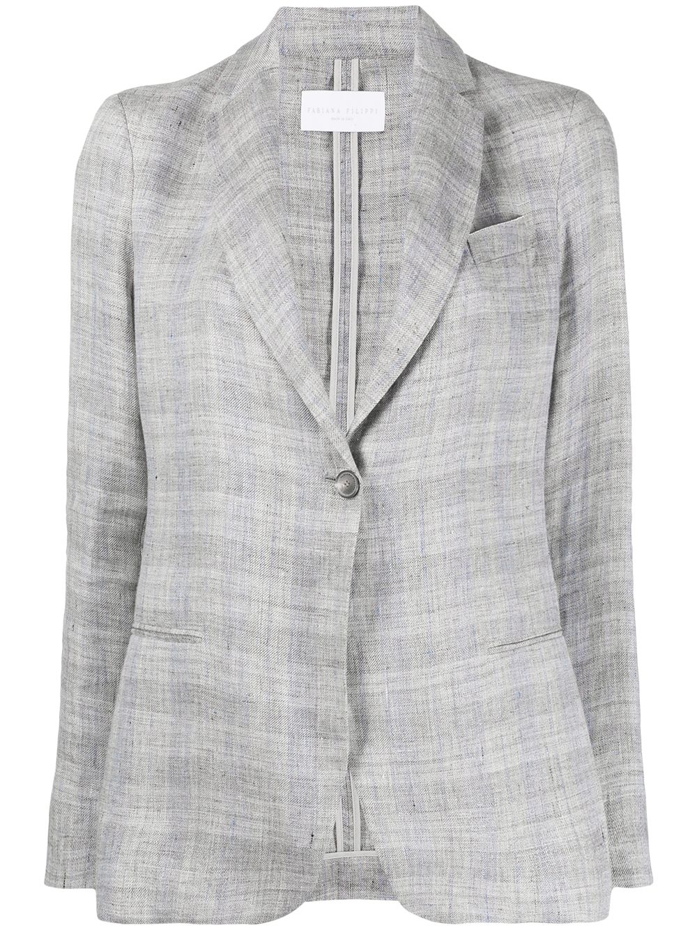 Checked single-breasted blazer - Grey