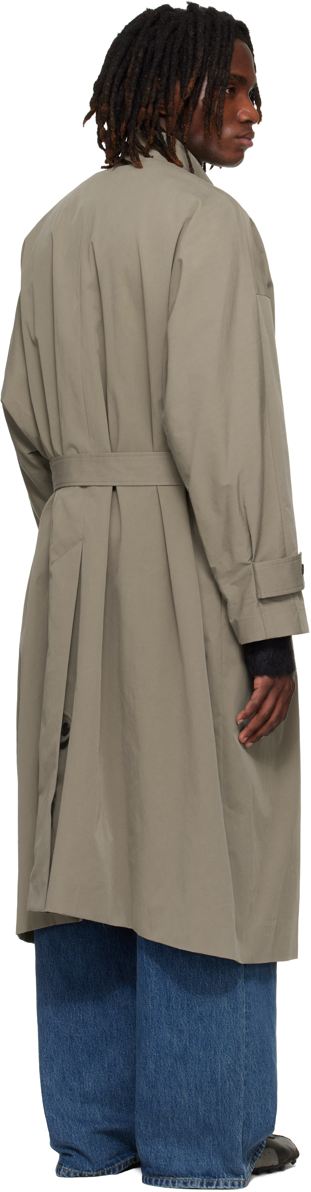 Beige Stand Collar Over Coat