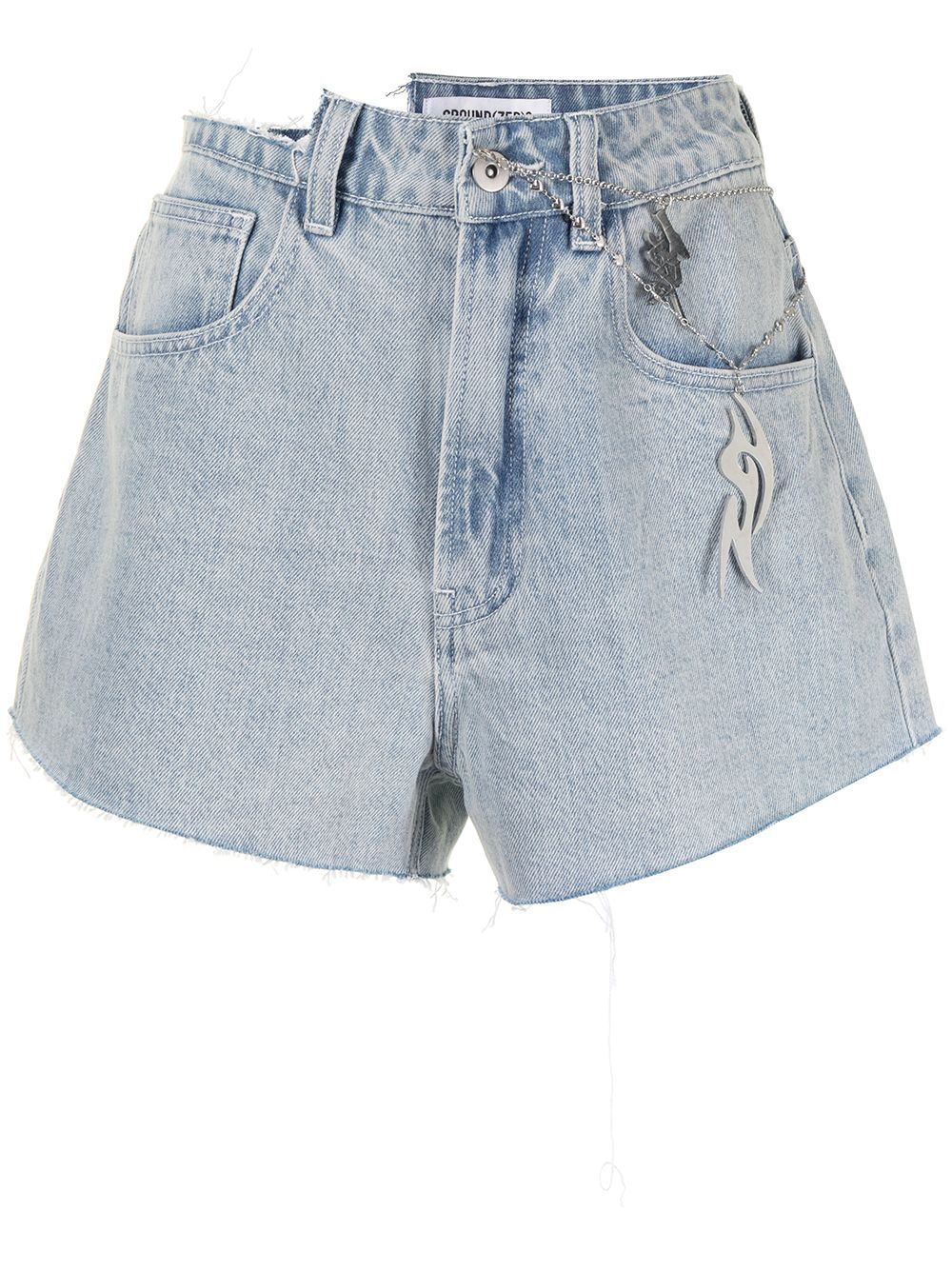 High-rise distressed denim shorts - Blue