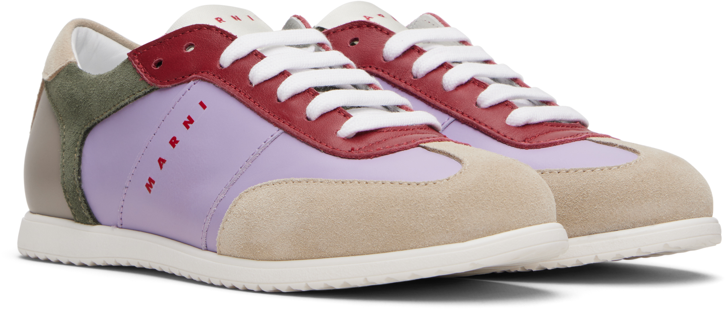 Kids Purple & Gray Calfskin Sneakers