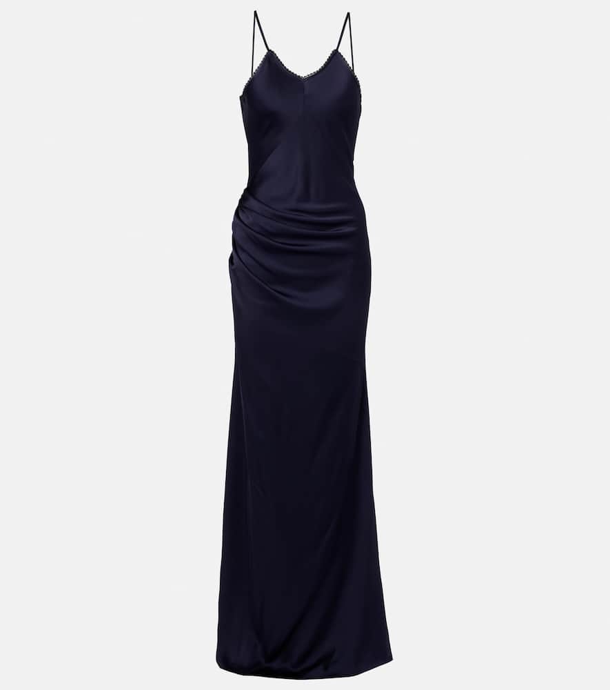Lace-trimmed satin maxi dress