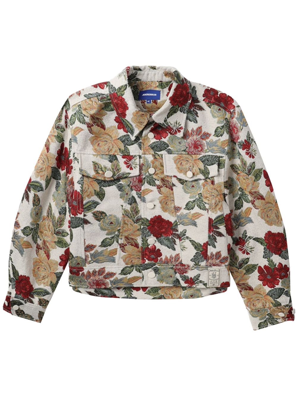 Embroidered-floral shirt jacket - Neutrals