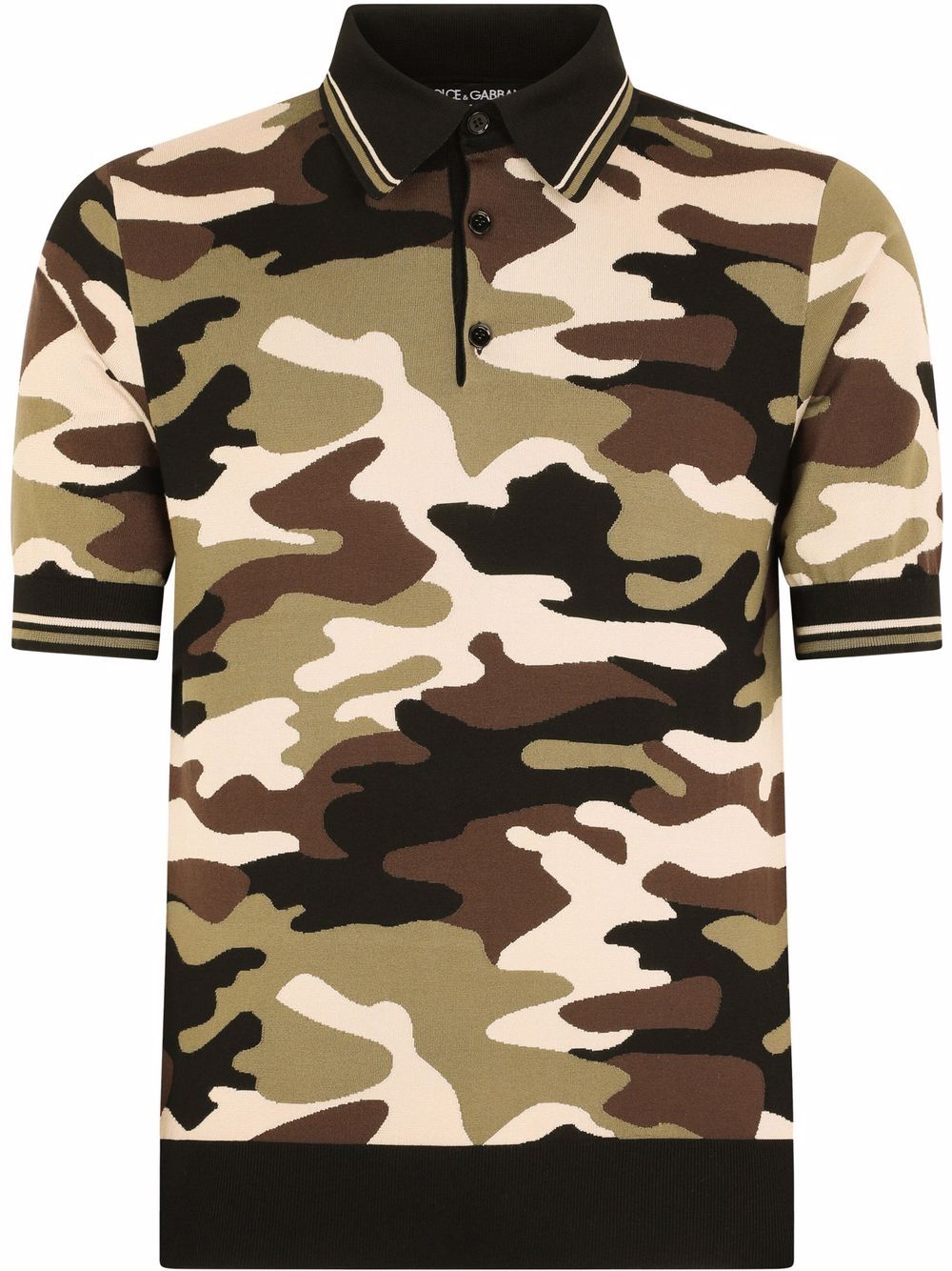 Camouflage-pattern silk polo shirt - Green