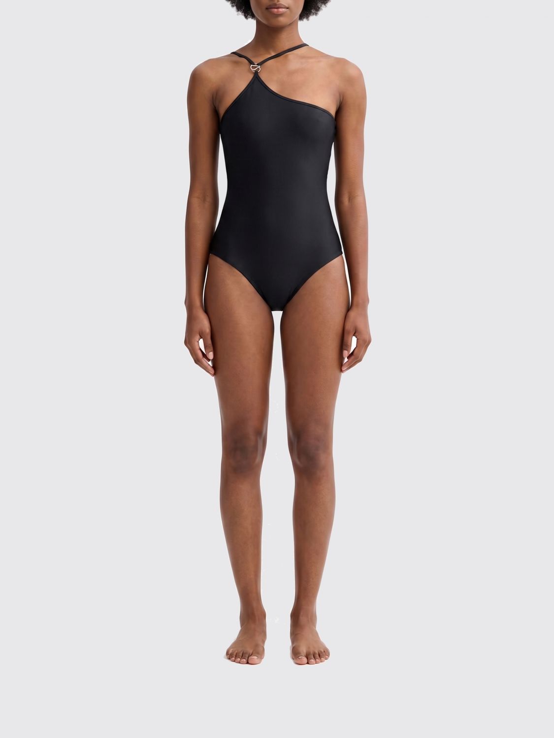 One Shoulder Swimsuit Brown