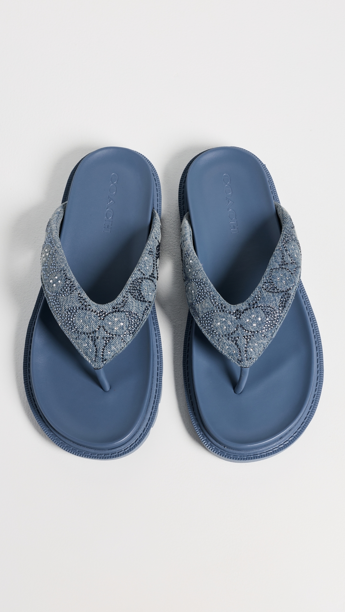 Brynn Thong Sandals Denim Crystals