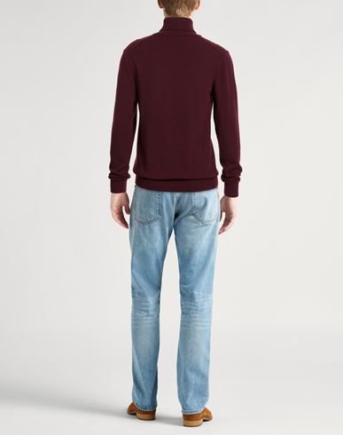 Man Turtleneck Burgundy Size XXL Merino Wool, Cashmere