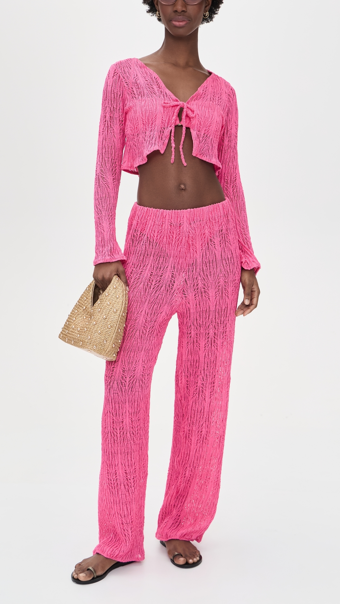 Noah Bikini Bottoms Pink Weave