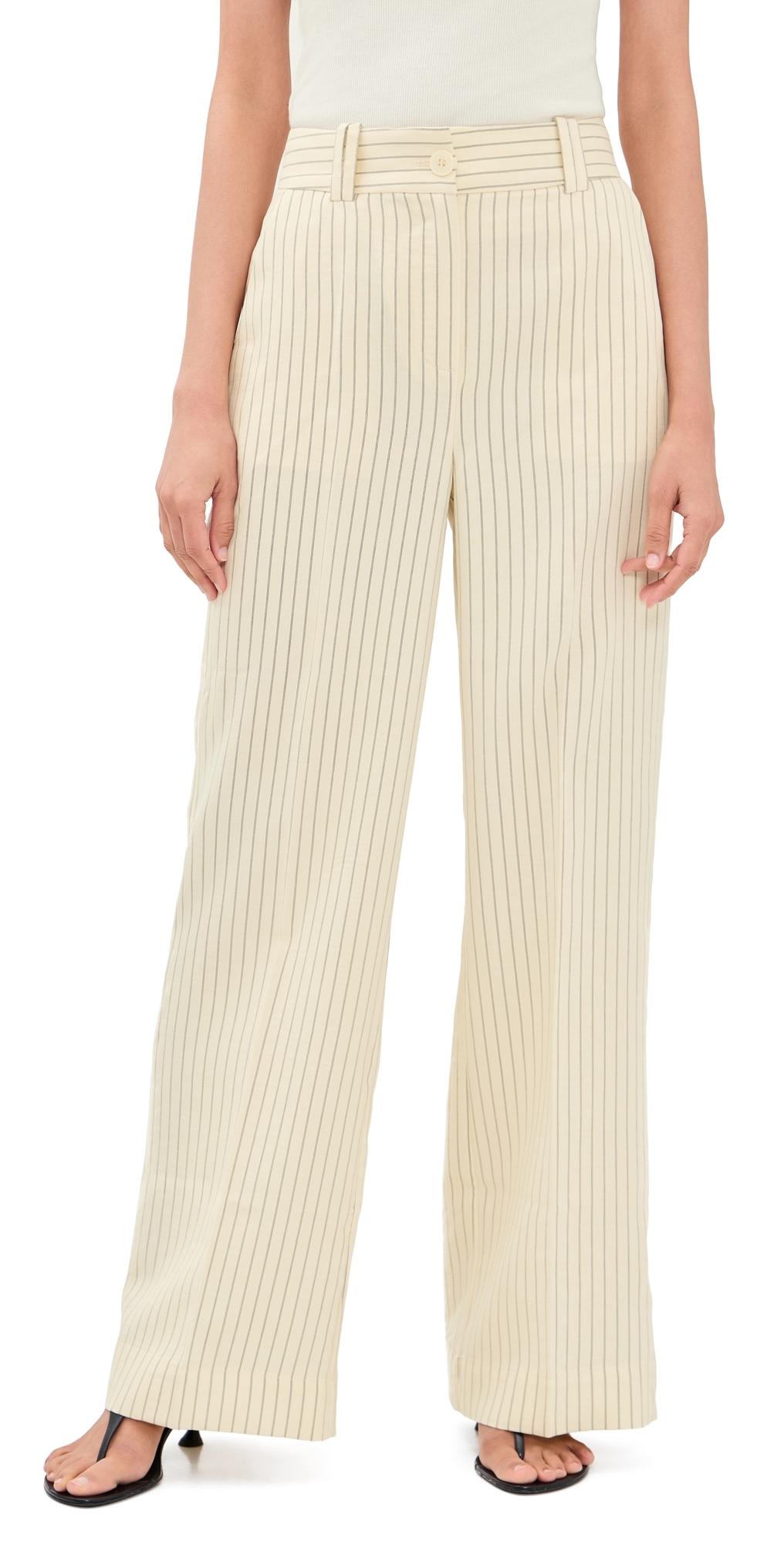The Fine Line Pants Cream Pinstripe