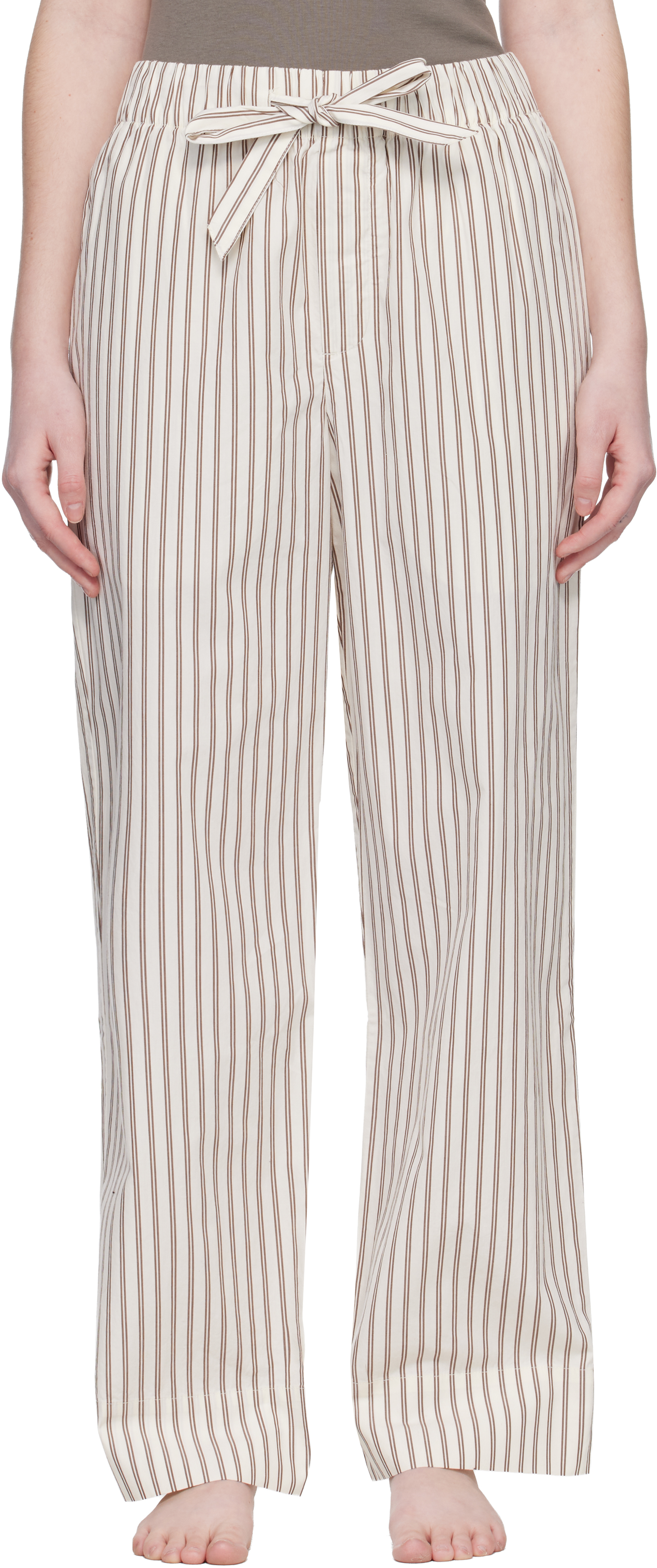 Off-White & Brown Poplin Pyjama Pants