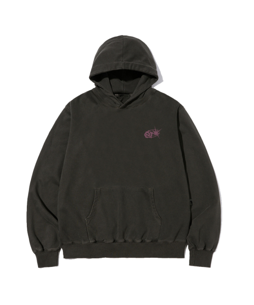 Logo Assembly Print Pigment Hoodie Charcoal