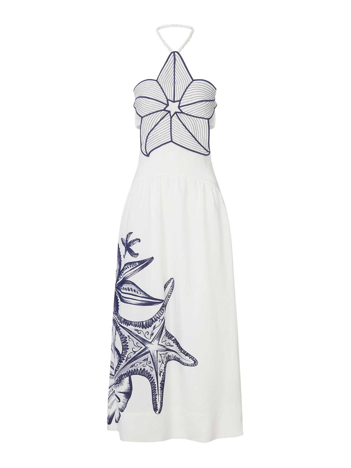 Long Halter Dress With Marine Print