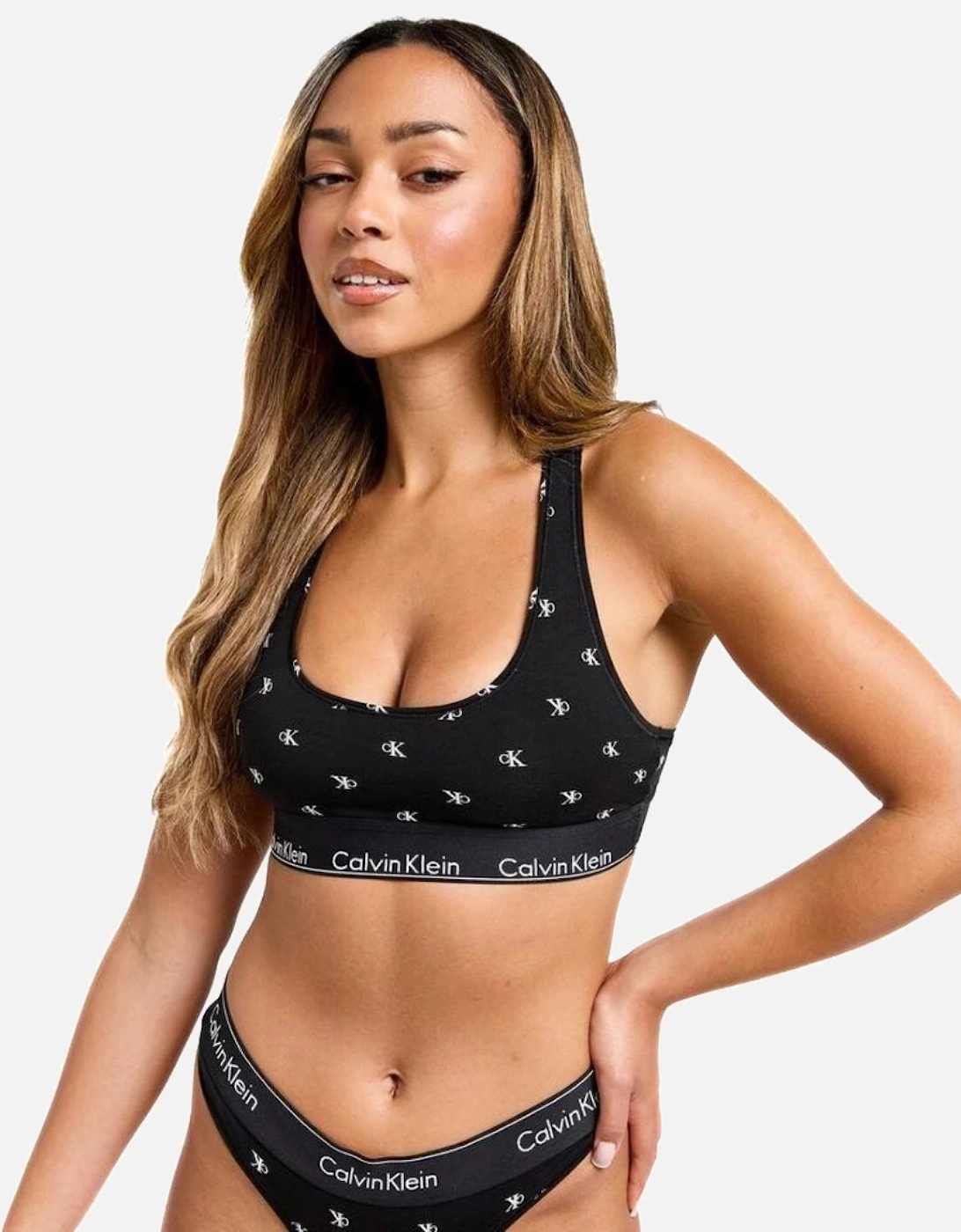 Calvin Klein Women's Women Diamond Logo Print Unlined Bralette, Black