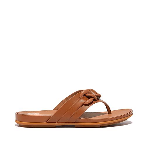 Gracie Rubber Chain Leather Toe-Post Sandal