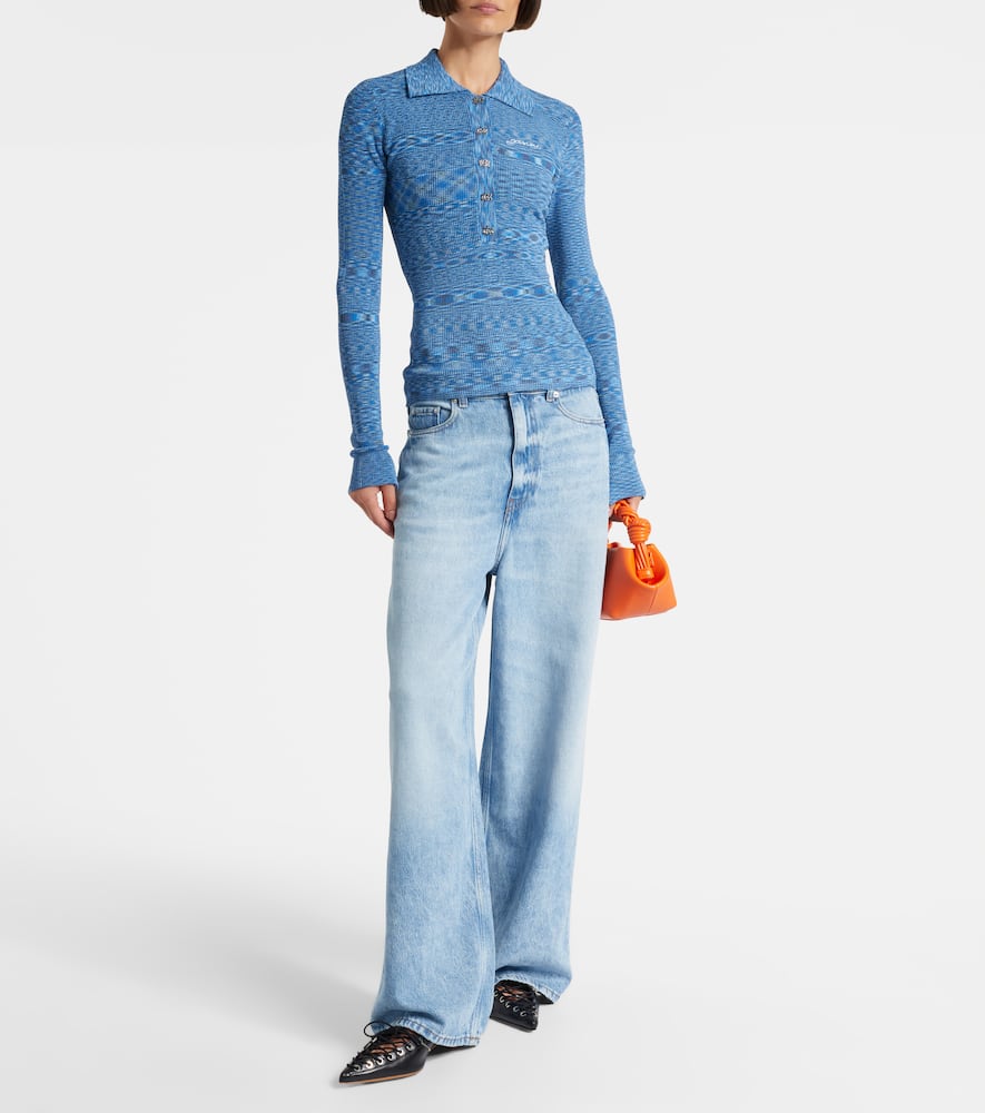Space-dyed polo sweater