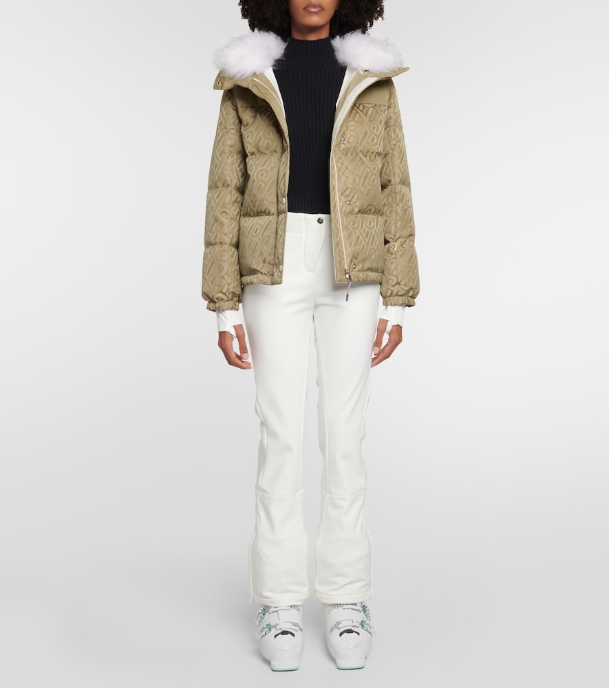 Logo shearling-trimmed down jacket